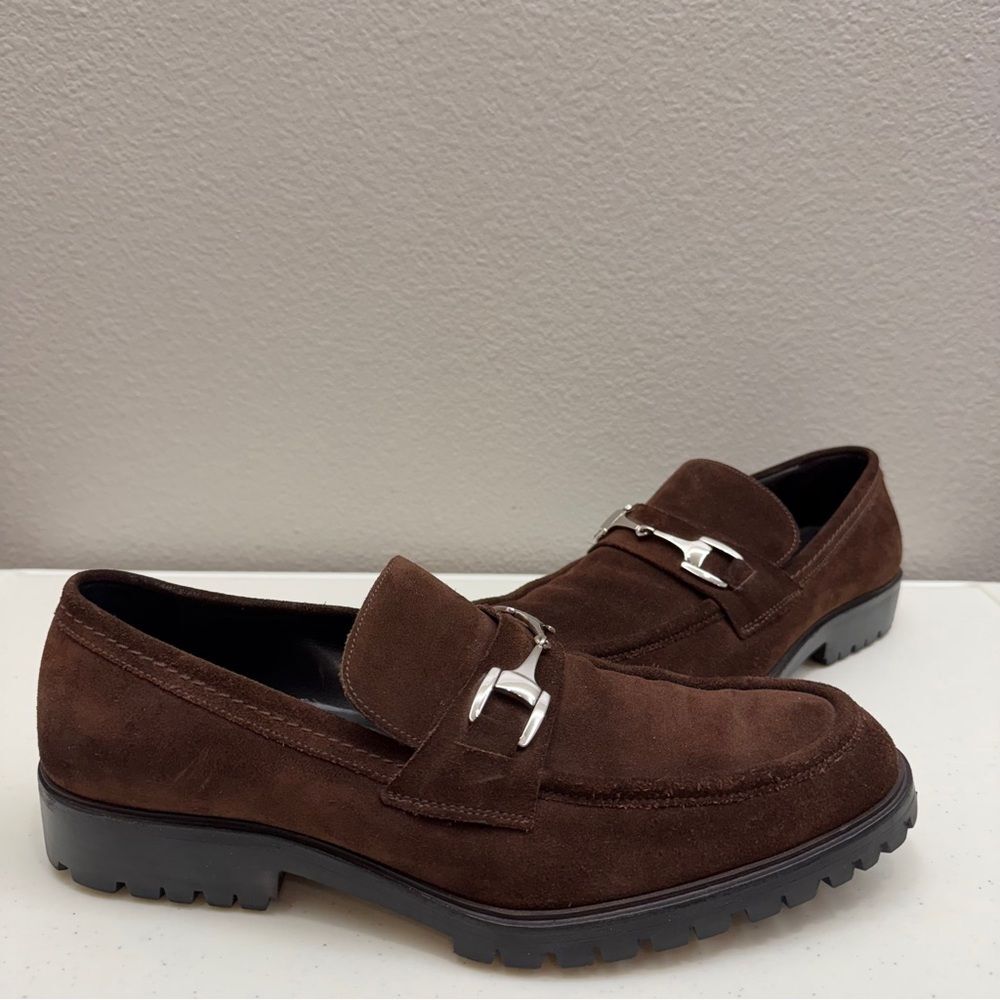 Gucci Loafers Horsebit Mens Size 11.5 Brown Suede Shoes - Picture 2 of 11